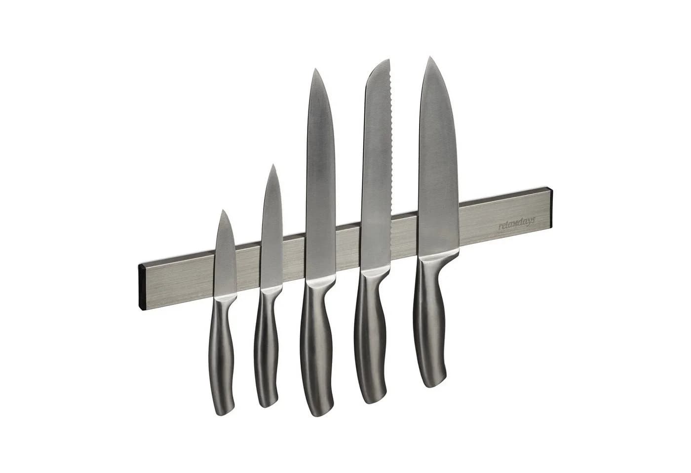 relaxdays Wand-Magnet Messer-Leiste Selbstklebende Magnetleiste Silber - Bild 2