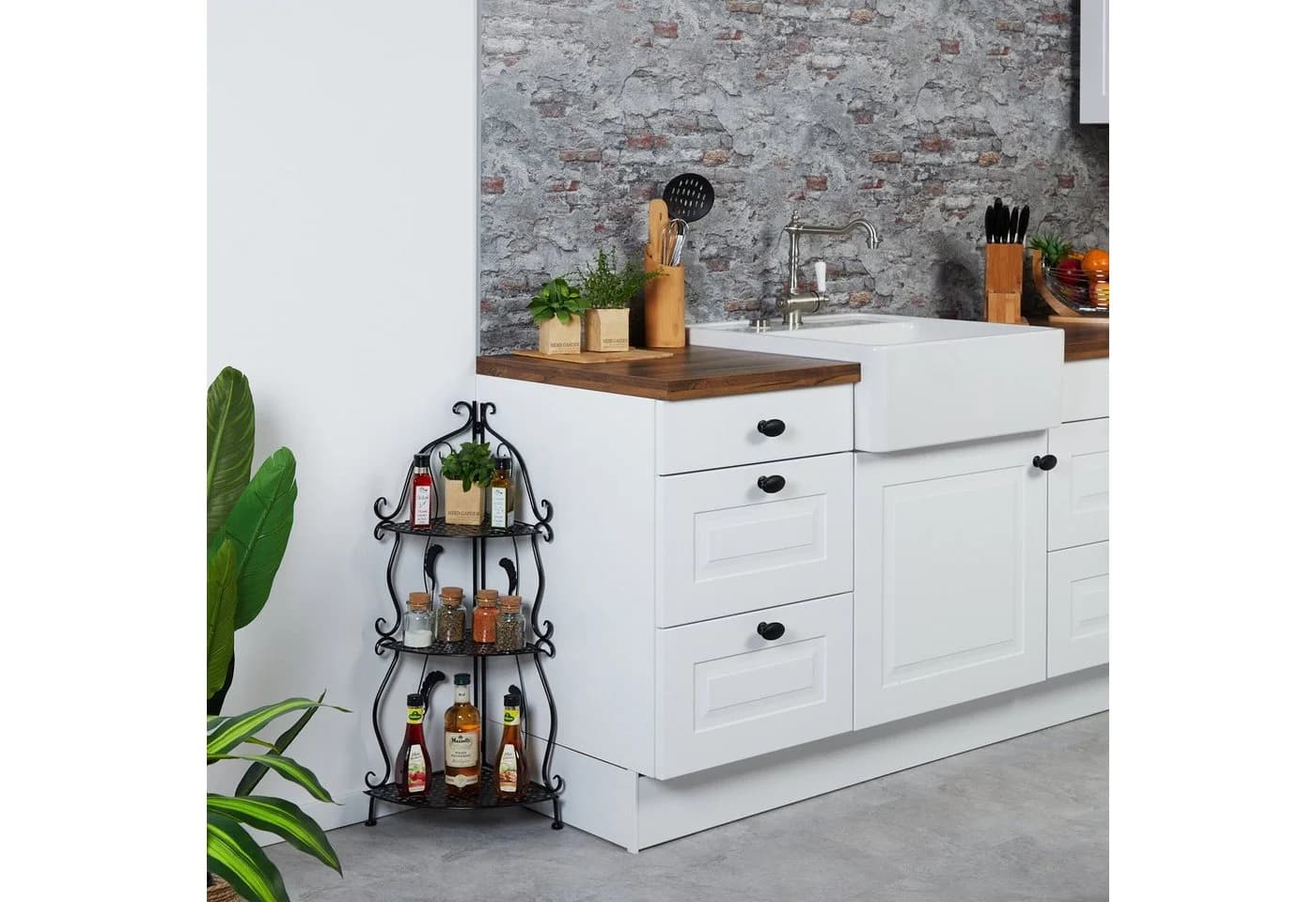 relaxdays Eckregal Metall 3 Ablagen Vintage