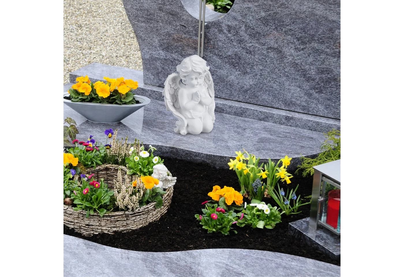 relaxdays Engelfigur Betender Grabengel Weiß Polyresin - Bild 5