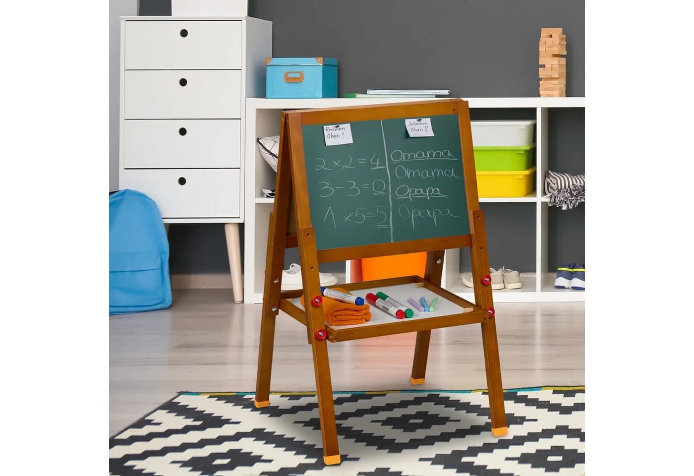 relaxdays Kinderstandtafel mit Whiteboard, 2 Seiten, Magnetisch, Höhenverstellbar - Bild 3
