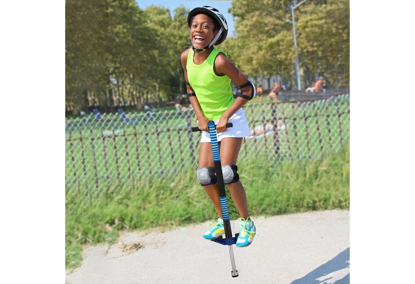 relaxdays Pogo Stick für Kinder 35 kg Blau Schwarz Silber - Bild 5