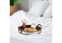 relaxdays Dekotablett Mangoholz mit Metallrand Braun/Silber/Schwarz Bild 1