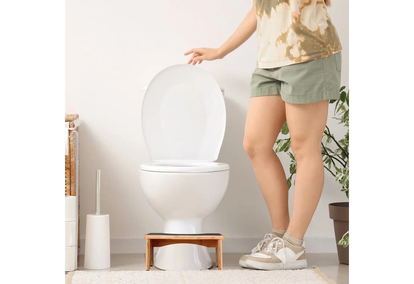 relaxdays Badhocker Toilettenhocker Bambus Schwarz - Bild 3
