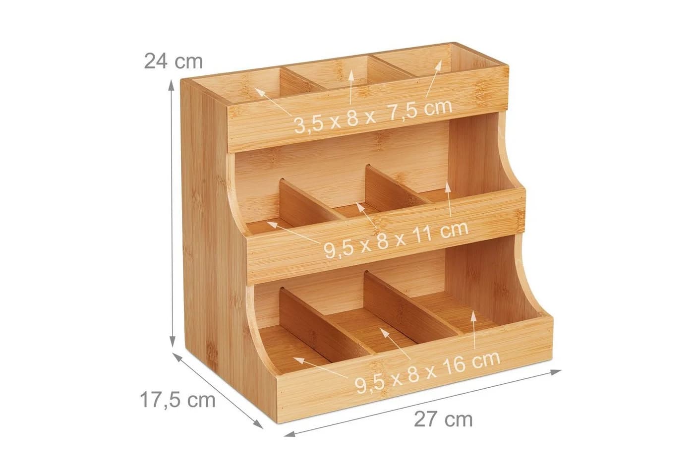 relaxdays Teebox Organizer aus Bambus 9 Fächer Natur - Bild 4