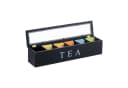 relaxdays Bambus Teebox mit 6 Fächern Schwarz Transparent Bild 2