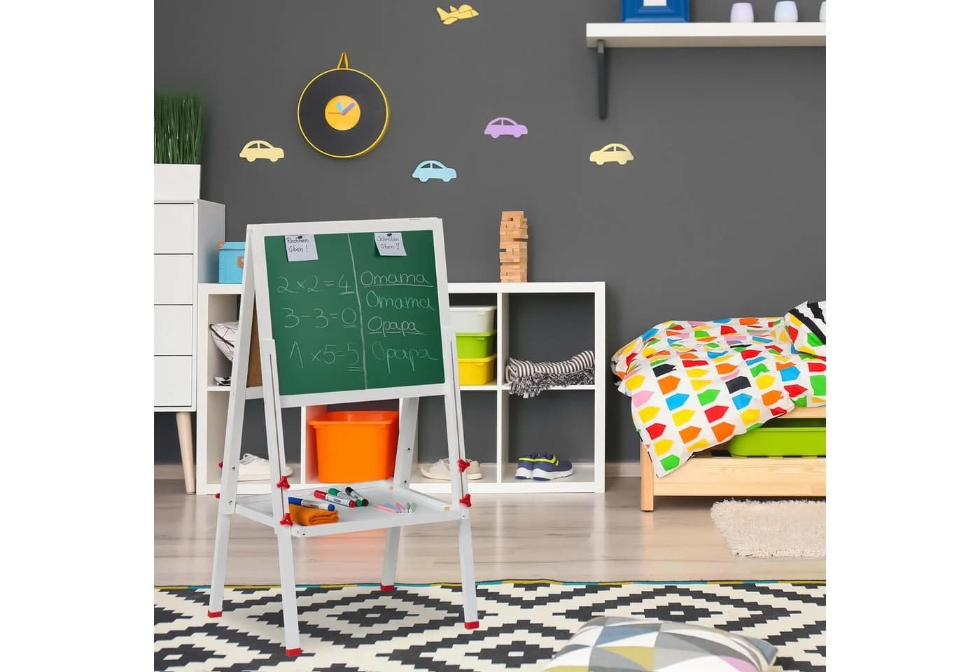 RELAXDAYS Kinderstandtafel mit Whiteboard und Kreidetafel Weiß/Grün - Bild 3