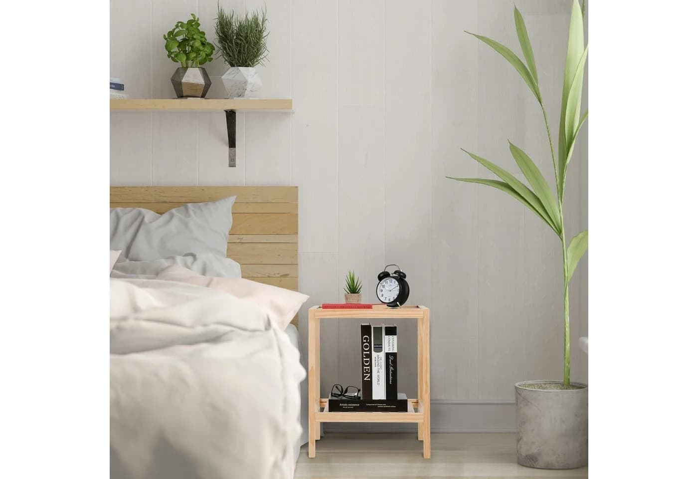 relaxdays Beistelltisch mit Glasplatte Kiefernholz - Bild 5