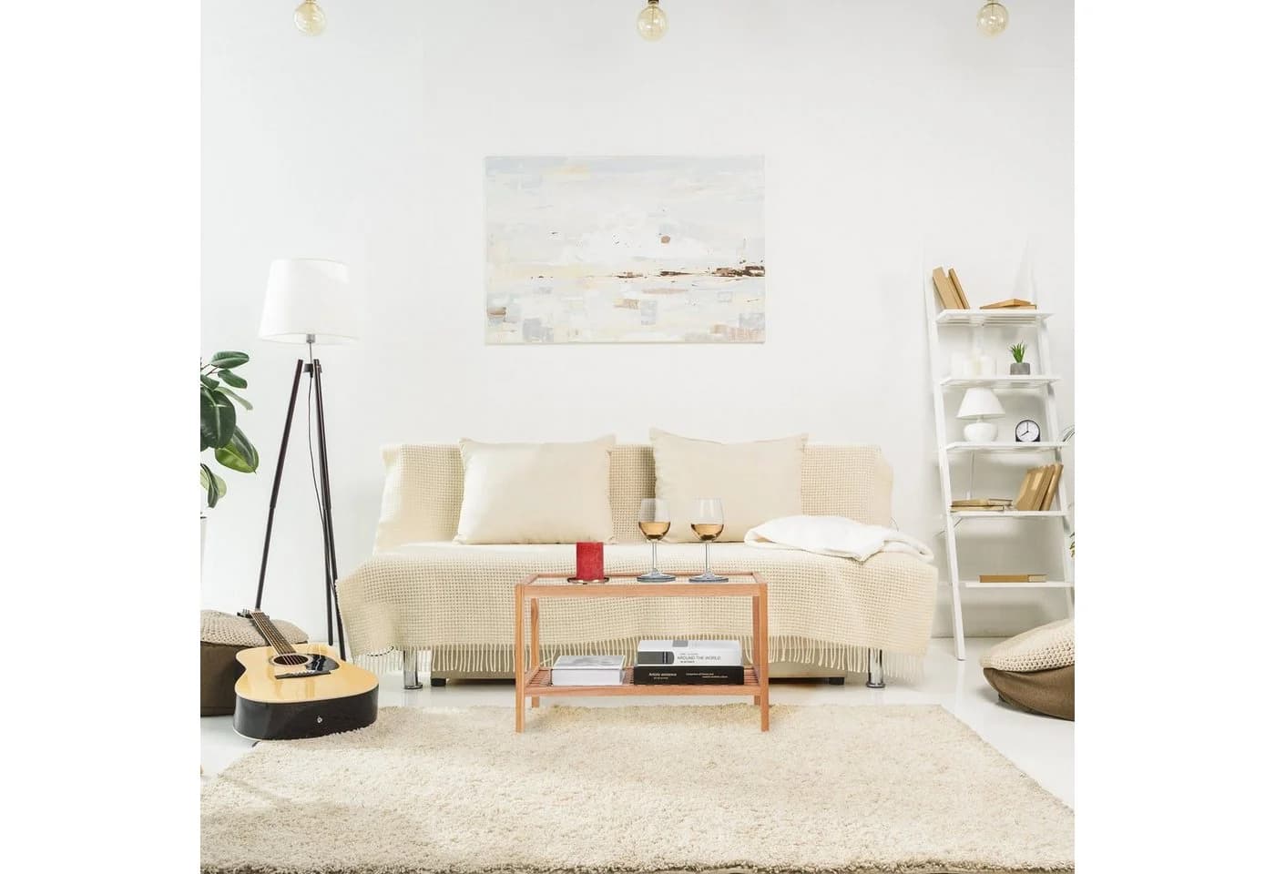 relaxdays Beistelltisch Walnuss Glasablage Modern