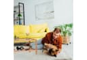 relaxdays Beistelltisch Walnuss Glasablage Modern Bild 3
