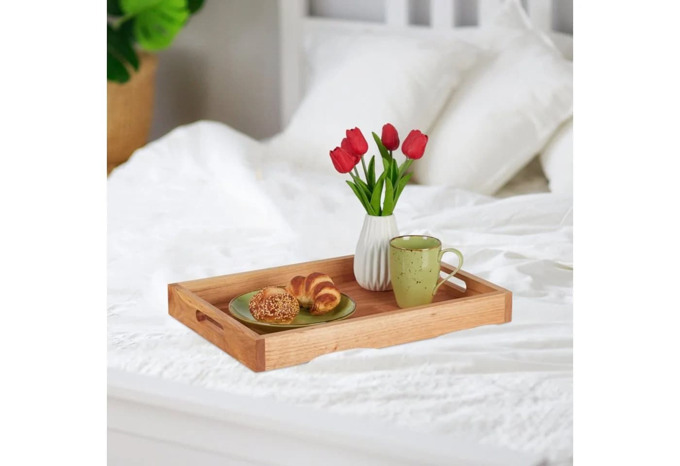 relaxdays Serviertablett Walnussholz & MDF mit Griffen - Bild 5