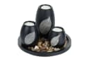 relaxdays Teelichthalter mit Tablett & Steine Schwarz Braun Bild 2