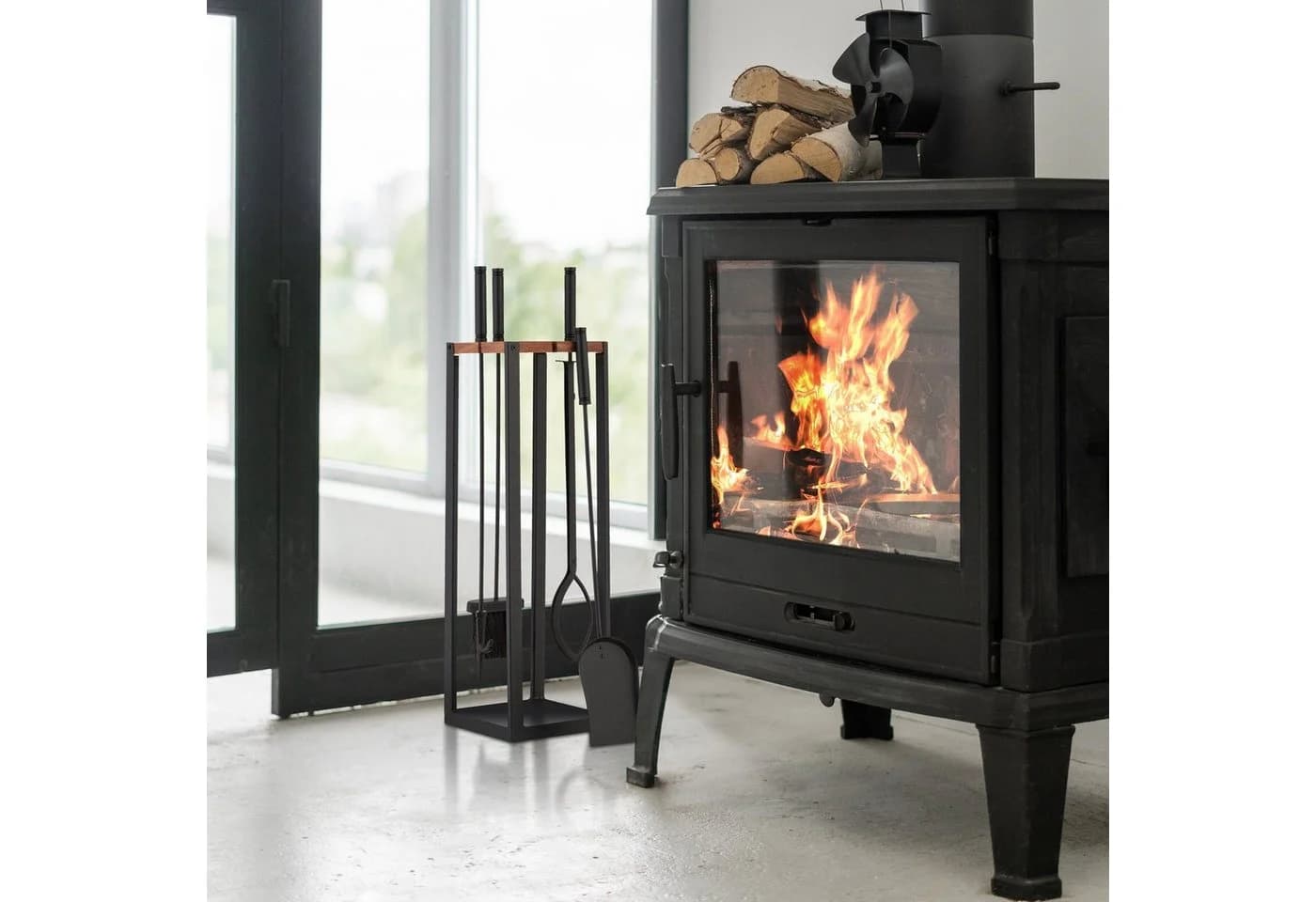 relaxdays Kamingarnitur 5-teiliges Kaminbesteck Schwarz