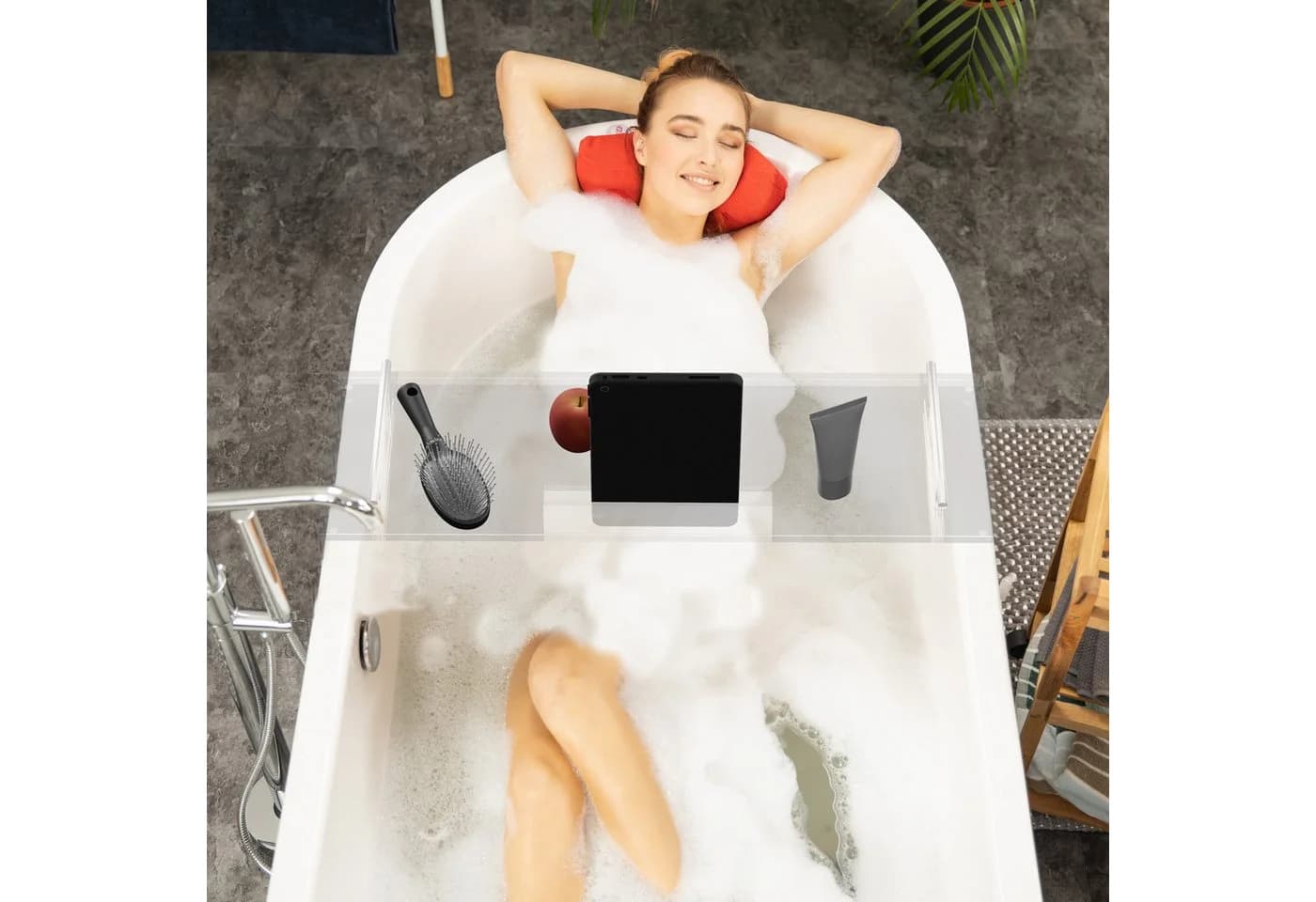 relaxdays Badewannenablage aus Acryl Transparent/Silber - Bild 3
