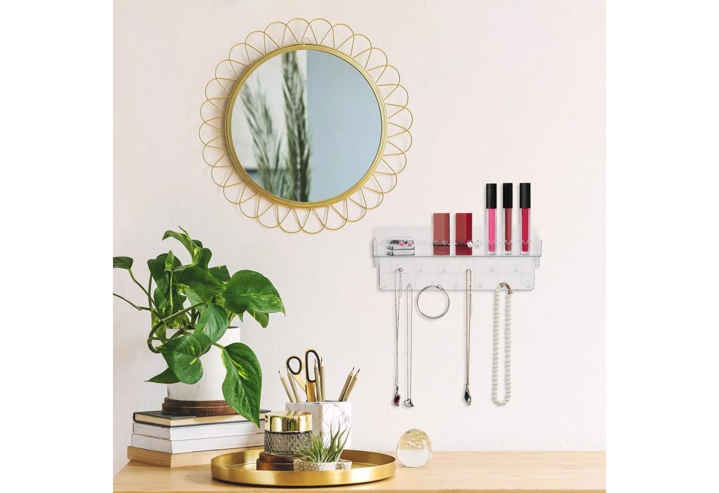 relaxdays Schmuckablage Wand Schmuckhalter Transparent