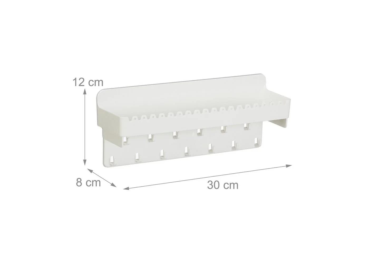 relaxdays Schmuckhalter Wand Weiß mit 13 Haken & Ablage - Bild 4