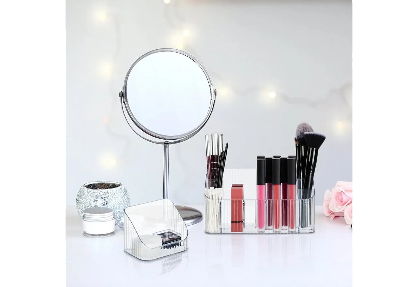 RELAXDAYS Make-Up Organizer 2er Set Transparent Kunststoff