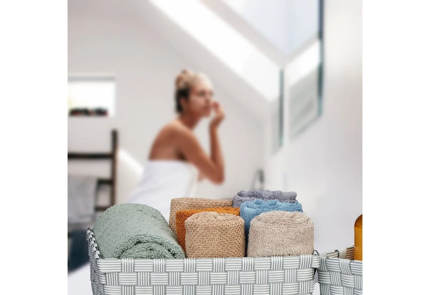 relaxdays Aufbewahrungskorb 3er Set Grau/Weiß Kunststoff - Bild 3