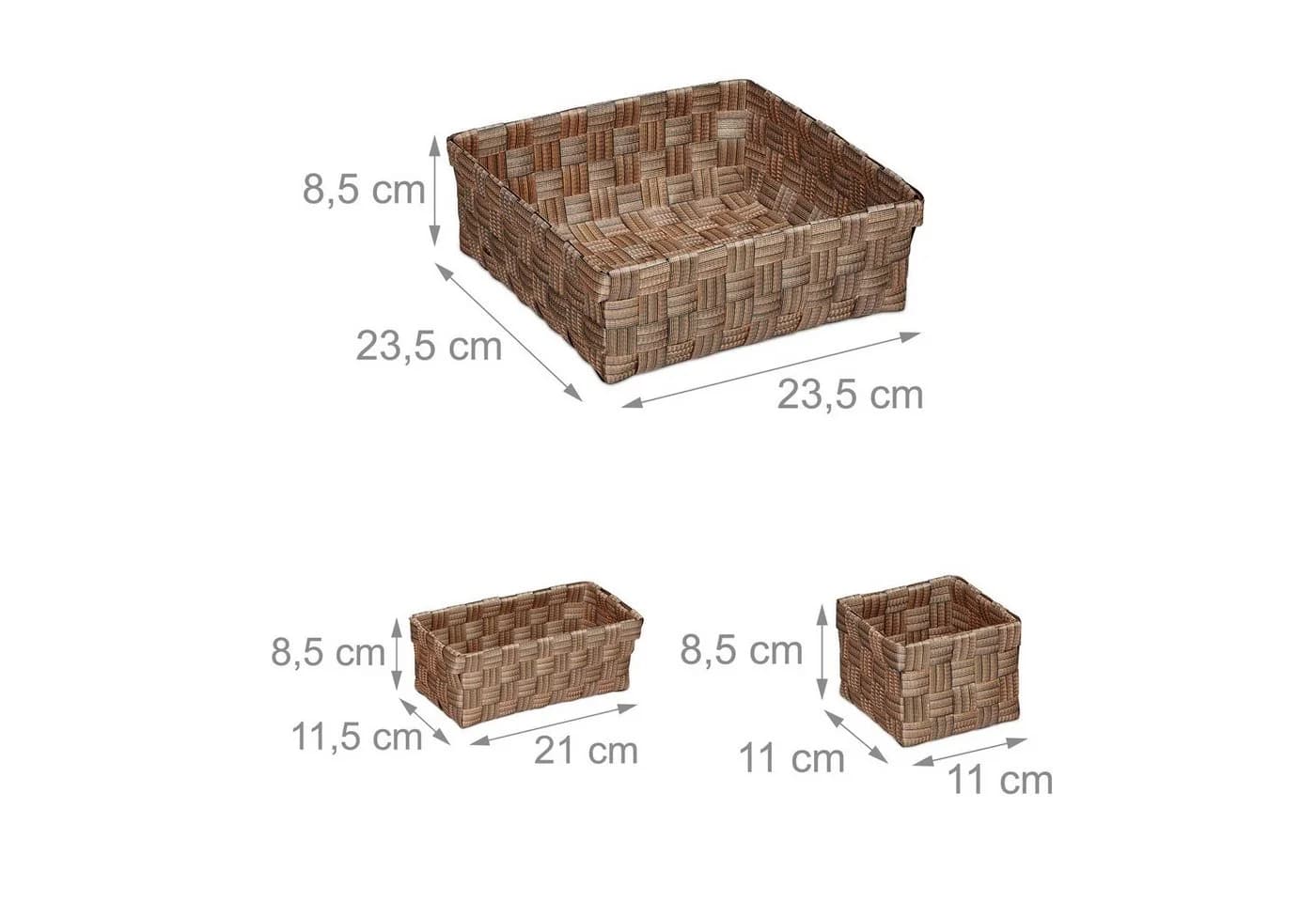 relaxdays Aufbewahrungskorb 4er Set Braun Flechtoptik - Bild 4