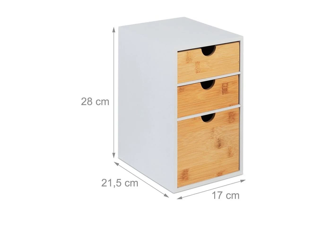 relaxdays Organizer Schubladenbox mit 3 Fächern Bambus - Bild 4