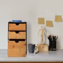 relaxdays Organizer Schubladenbox 3 Fächer Bambus Schwarz Bild 1