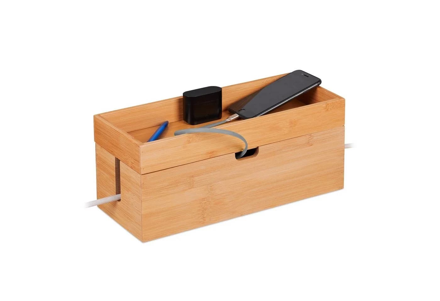 RELAXDAYS Kabelbox aus Bambus Natur - Kabelkiste mit Ablage für TV & Schreibtisch - Bild 2
