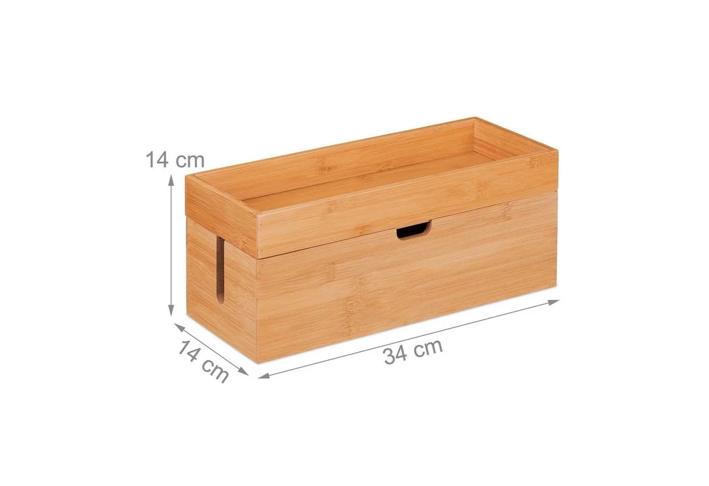 RELAXDAYS Kabelbox aus Bambus Natur - Kabelkiste mit Ablage für TV & Schreibtisch - Bild 4