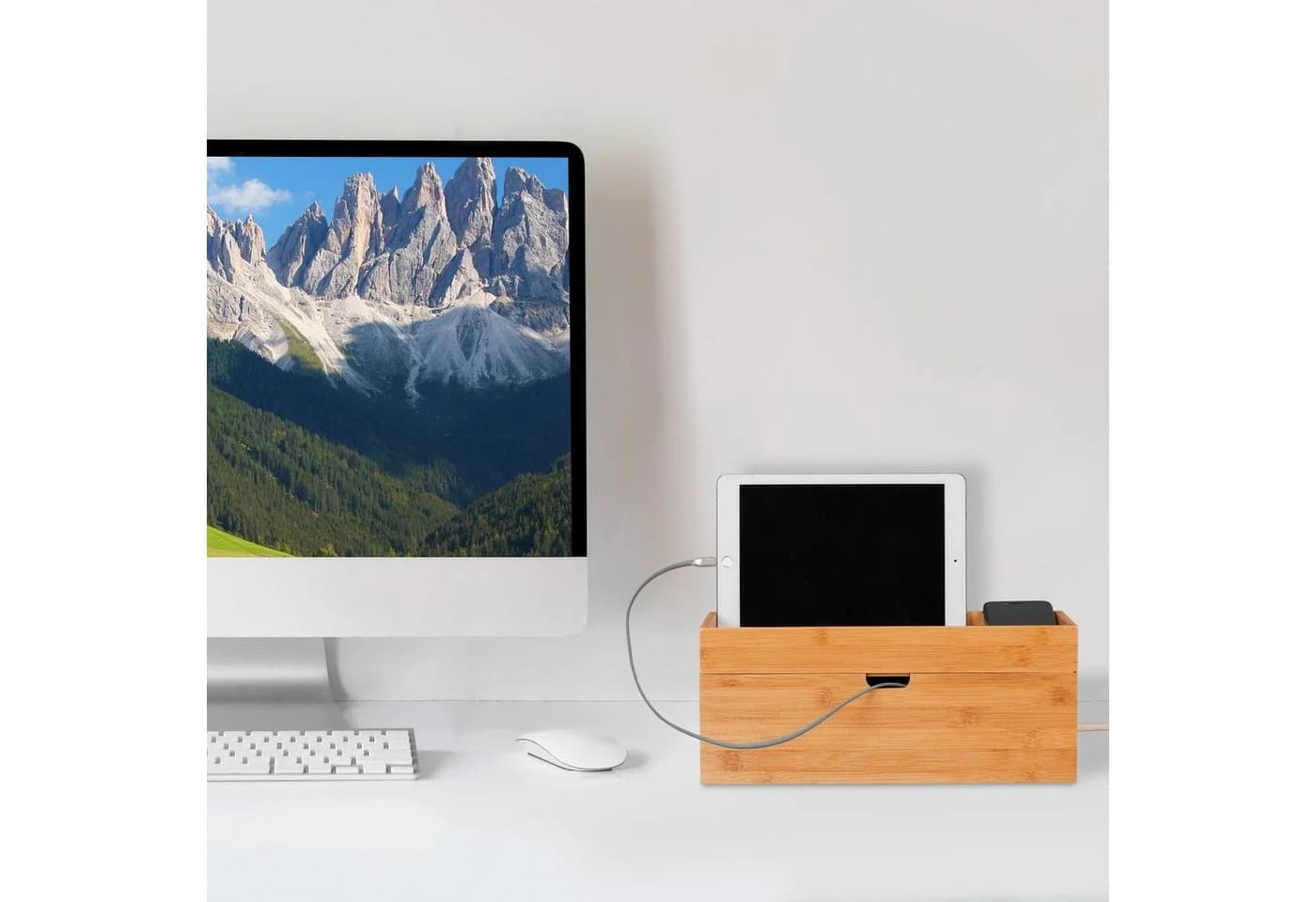 RELAXDAYS Kabelbox aus Bambus Natur - Kabelkiste mit Ablage für TV & Schreibtisch - Bild 5