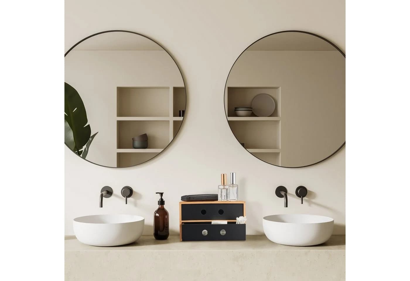 relaxdays Schreibtischaufsatz mit 2 Schubladen Bambus Natur/Schwarz - Bild 5