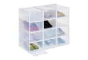 relaxdays Schuhbox 12er Pack Transparent Weiß Stapelbar Bild 2