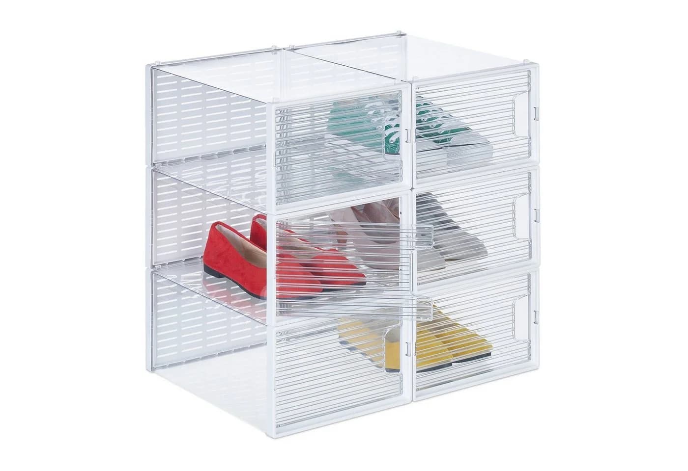 relaxdays Schuhbox 6er Set Volltransparent Stapelbar - Bild 2