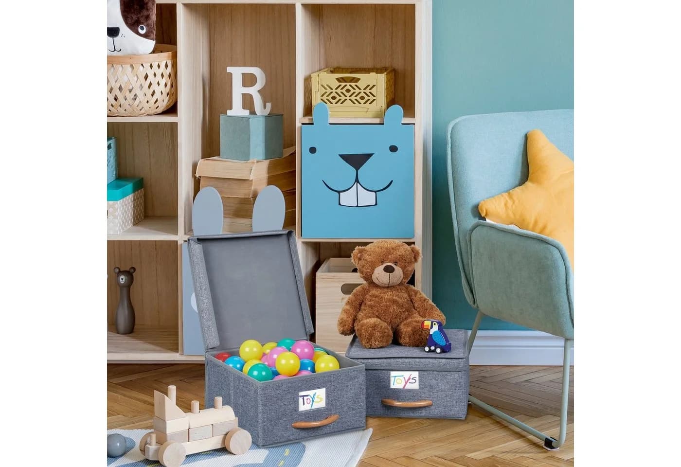 relaxdays Aufbewahrungsbox mit Deckel 2er Set Grau - Bild 5