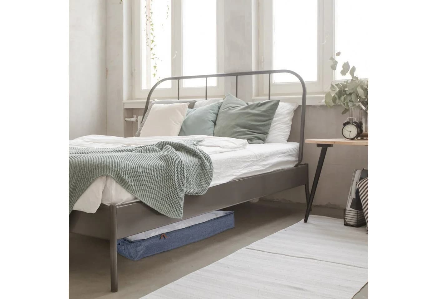 relaxdays Unterbettkommode 3er Set Grau Transparent Polyester