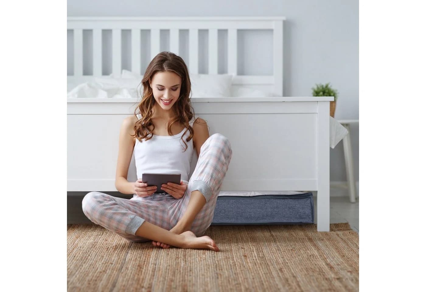 relaxdays Unterbettkommode 3er Set Grau Transparent Polyester - Bild 3