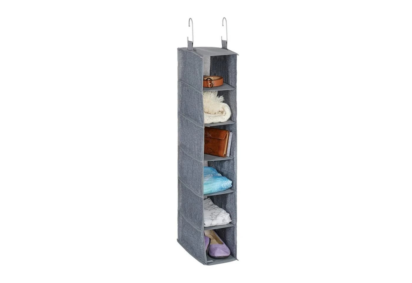 RELAXDAYS Hängeaufbewahrung Kleiderschrank Hängeregal mit 6 Fächern Grau/Schwarz - Bild 2