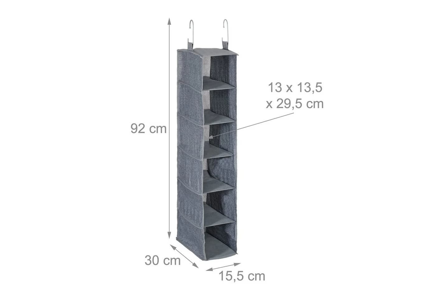 RELAXDAYS Hängeaufbewahrung Kleiderschrank Hängeregal mit 6 Fächern Grau/Schwarz - Bild 4