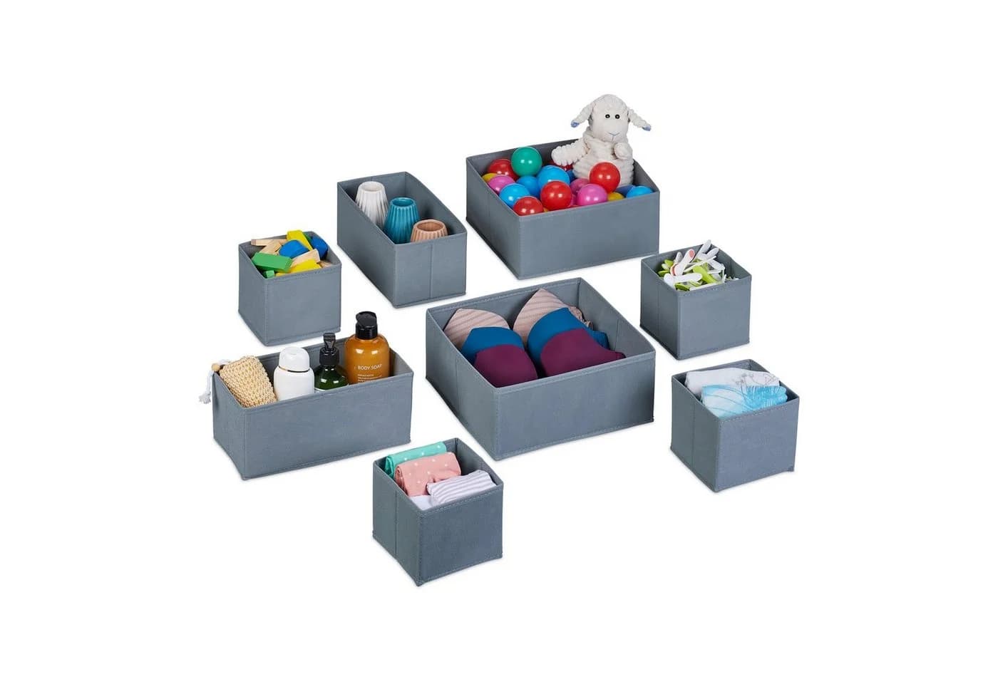 RELAXDAYS Aufbewahrungsbox Schubladen Organizer 8-tlg. Set Grau - Bild 2