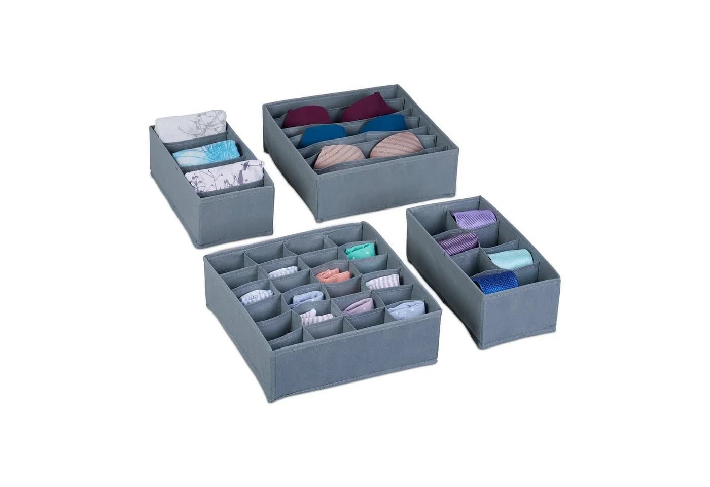 relaxdays Aufbewahrungsbox Schubladen Organizer 4-teiliges Set Grau - Bild 2