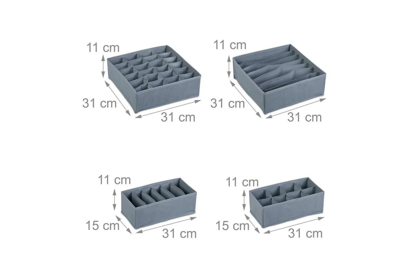 relaxdays Aufbewahrungsbox Schubladen Organizer 4-teiliges Set Grau - Bild 4