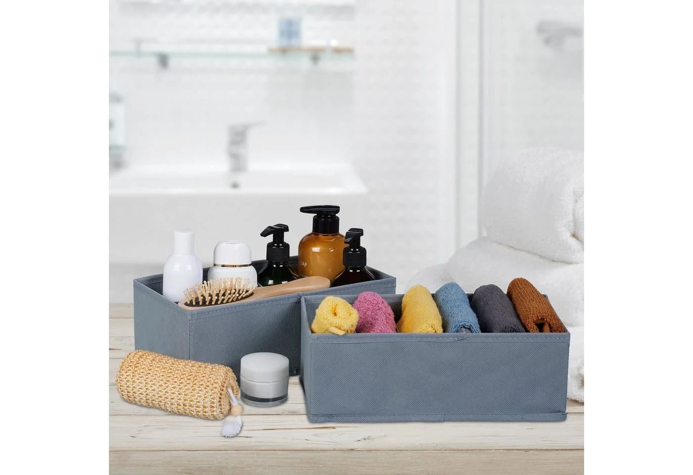relaxdays Aufbewahrungsbox Schubladen Organizer 4-teiliges Set Grau - Bild 5