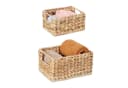 relaxdays Aufbewahrungskorb Set Wasserhyazinthe 2er Braun Bild 2