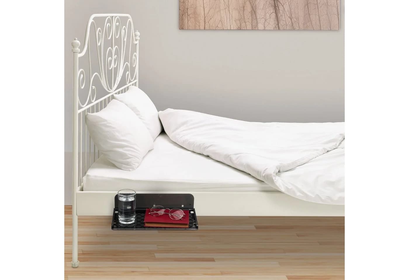 relaxdays Nachtkonsole Bettablage aus Kunststoff Schwarz