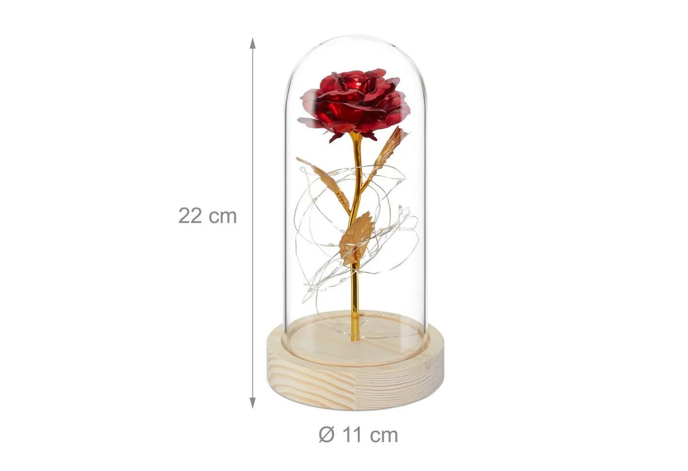 relaxdays Ewige Rose im Glas mit LED-Lichterkette Rot - Bild 4