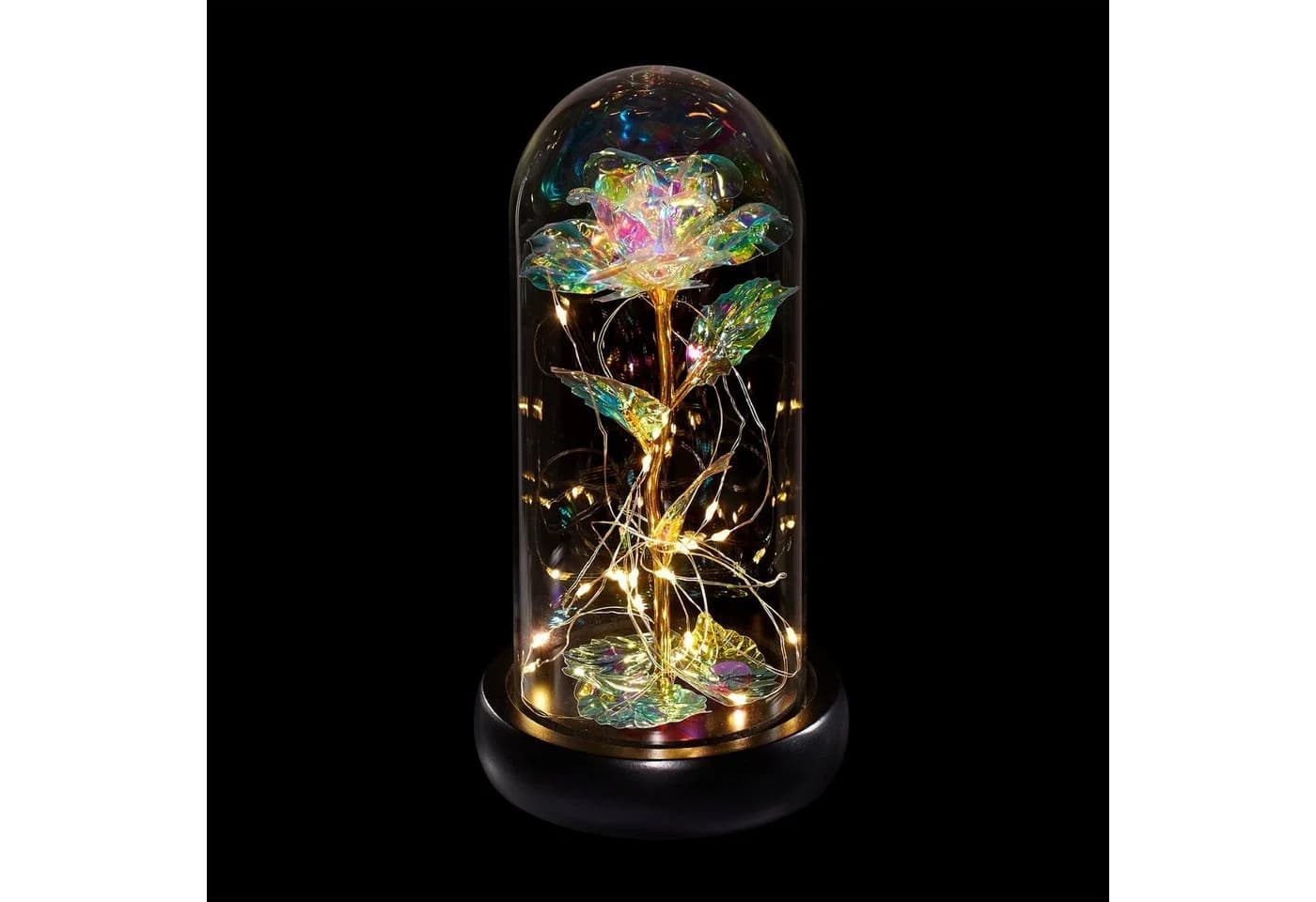 relaxdays Ewige Rose im Glas Bunt Galaxy Design mit LED Licht - Bild 2