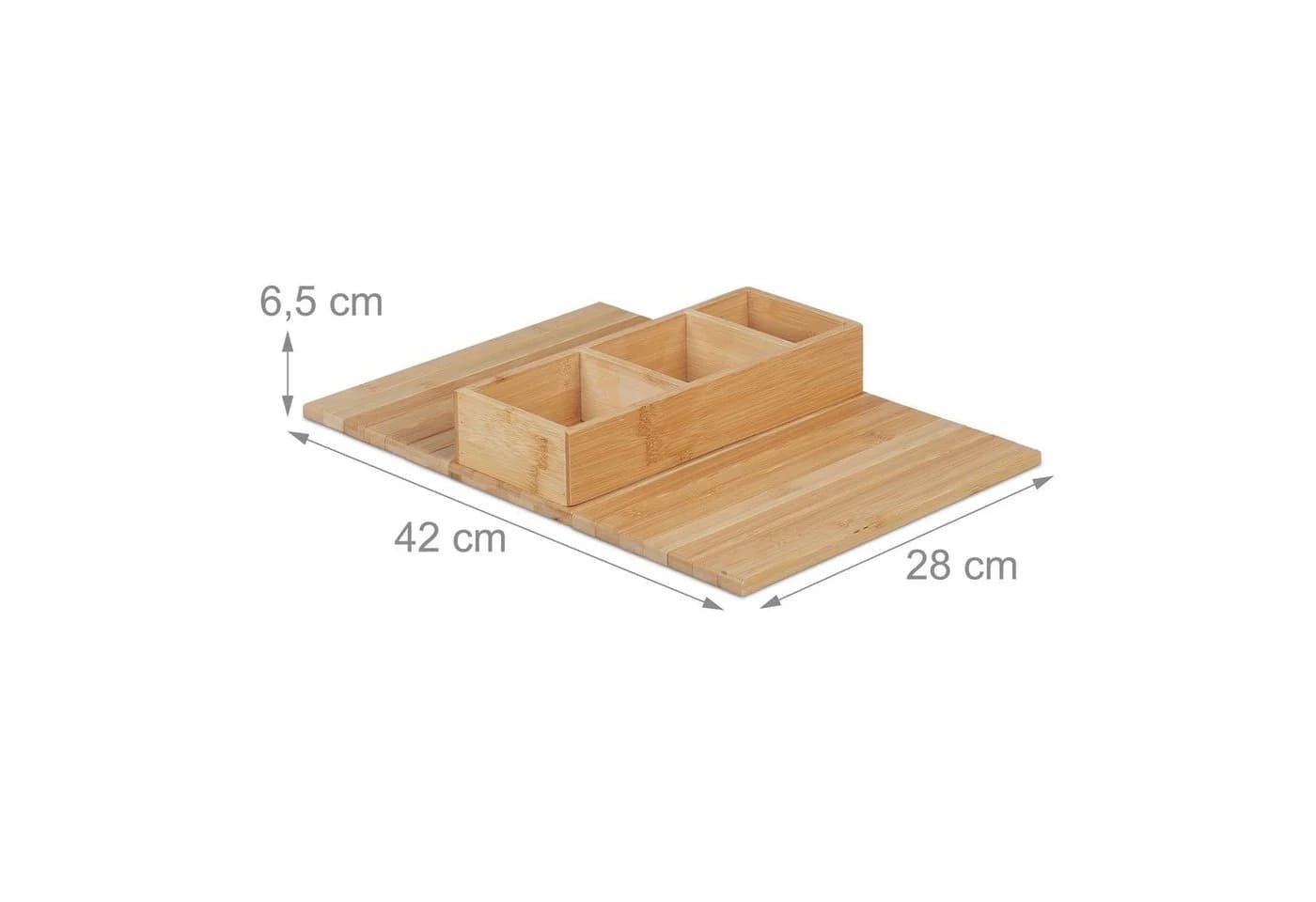 relaxdays Sofatablett Bambus mit 3 Fächern Natur - Bild 4