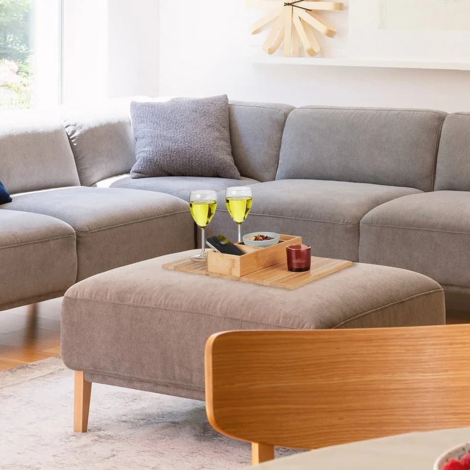 relaxdays Sofatablett Bambus mit 3 Fächern Natur - Bild 5