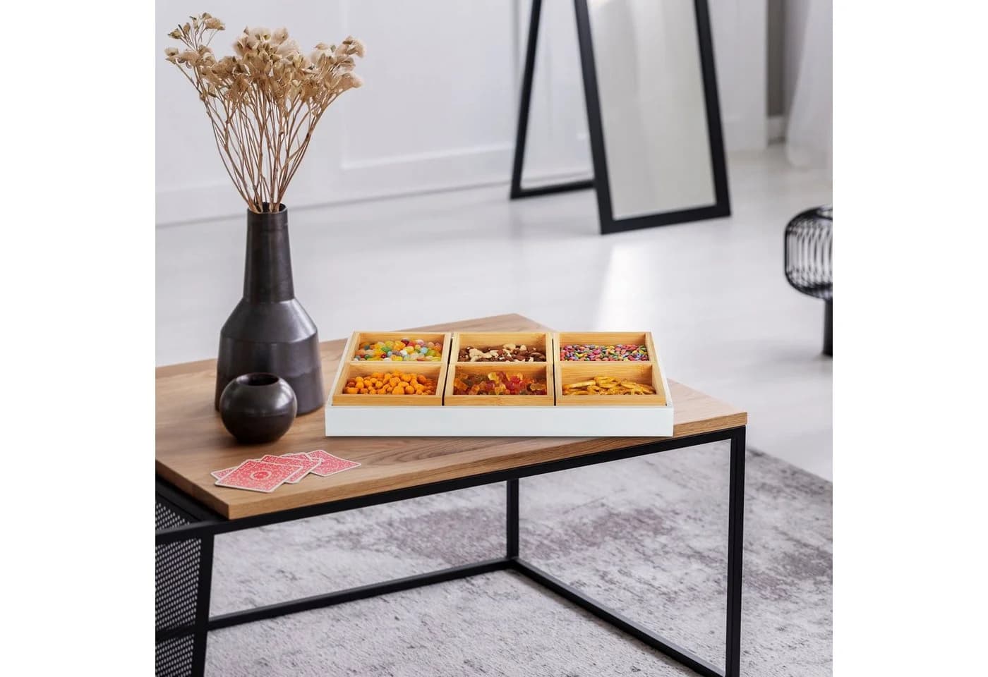 relaxdays Snackschale Set mit Serviertablett Bambus 6-teilig - Bild 5