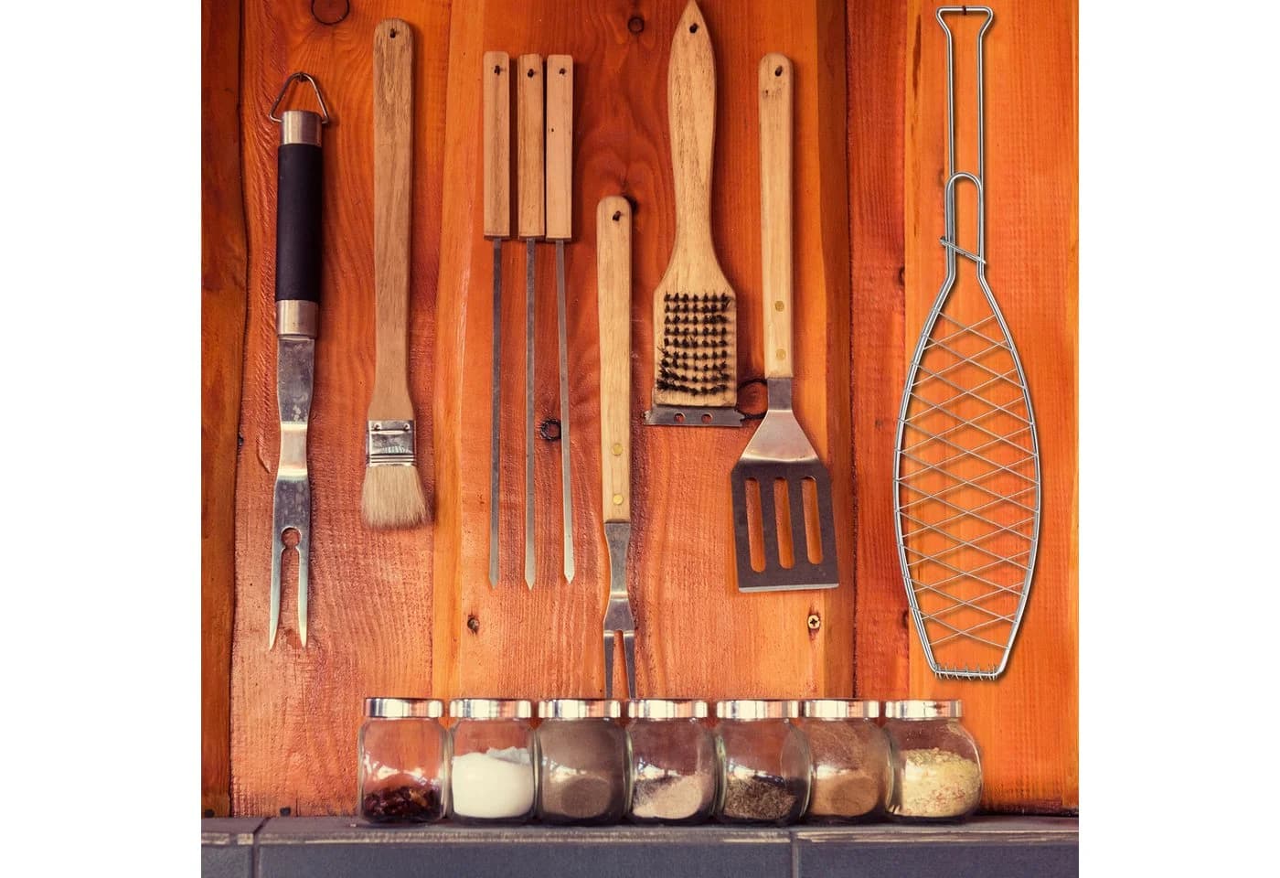 relaxdays Fischbräter Grillguthalter 6er Set Edelstahl Silber - Bild 5