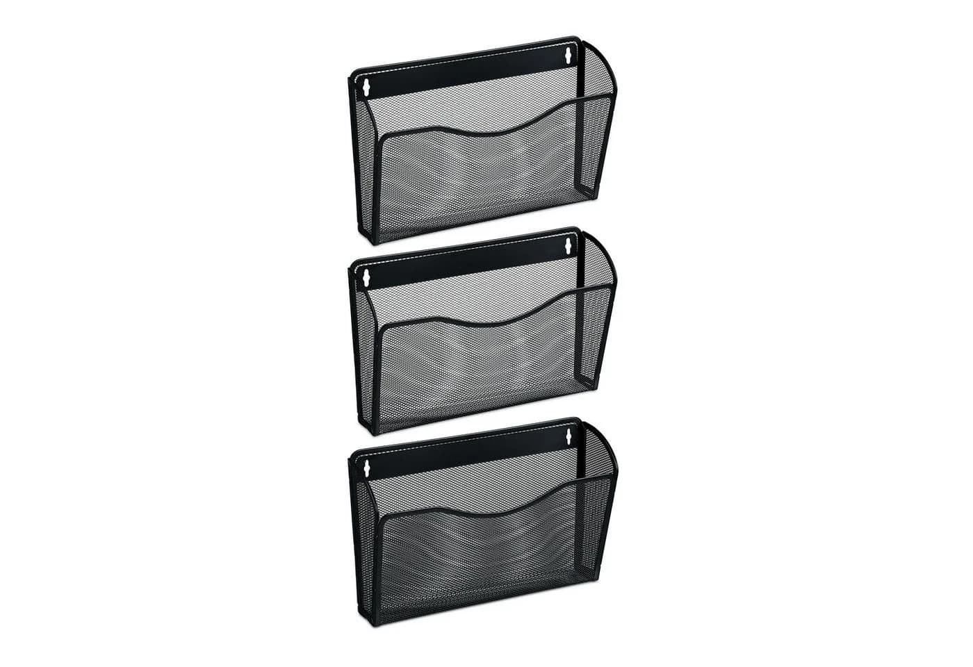 relaxdays Zeitungsständer Wand 3er Set Schwarz Eisen - Bild 2