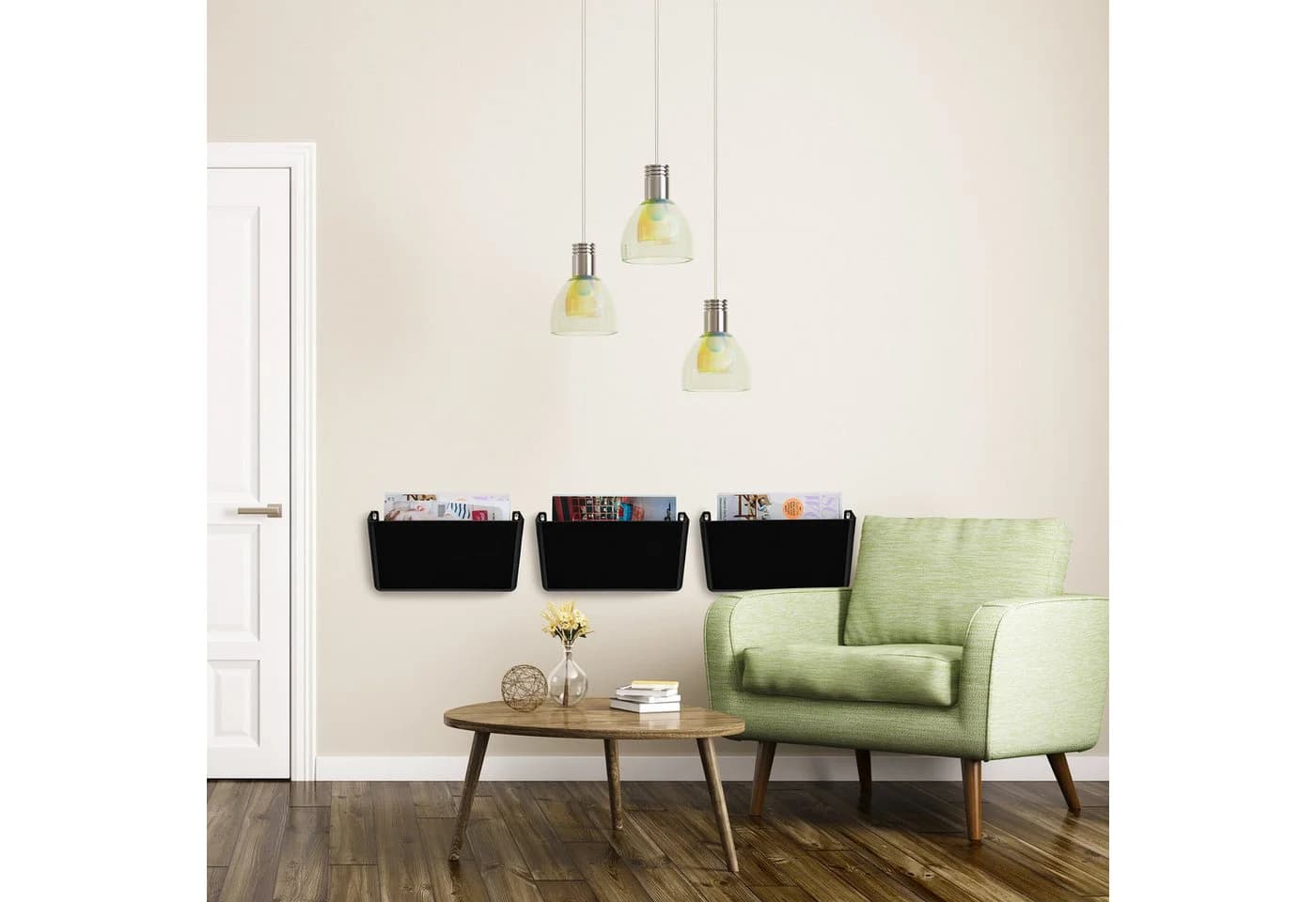 relaxdays Zeitungsständer Zeitschriftenhalter Wand 3er Set Schwarz