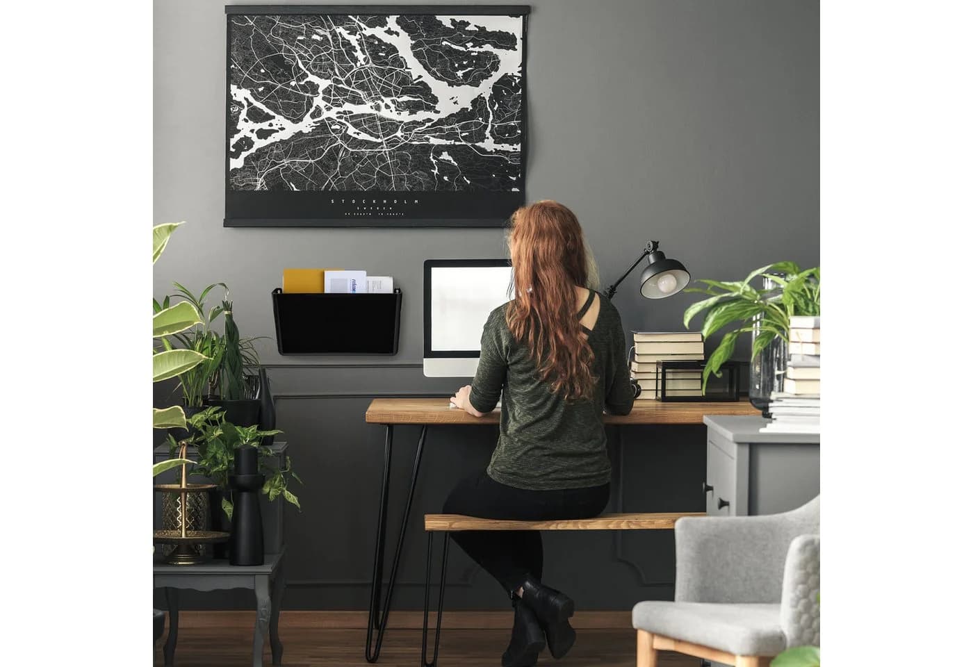 relaxdays Zeitungsständer Zeitschriftenhalter Wand 3er Set Schwarz - Bild 3